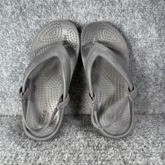 Crocs Flip Flop Sandals Toddler Kids 11 Gray Slingback Comfort Beach - Picture 7 of 10